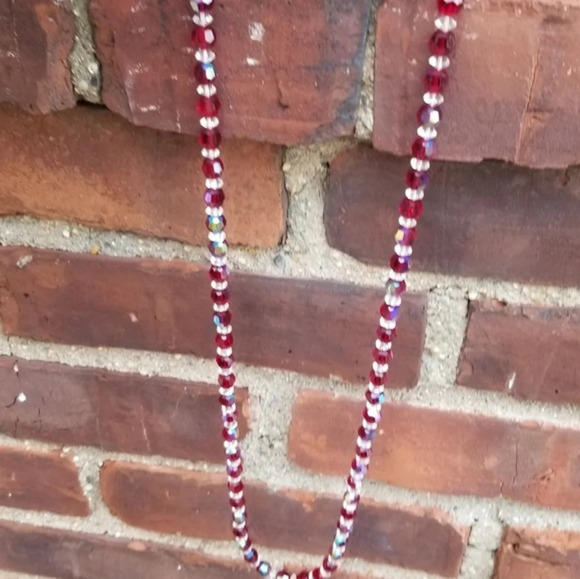Vintage ruby red aurora borealis necklace‎ - Picture 4 of 6